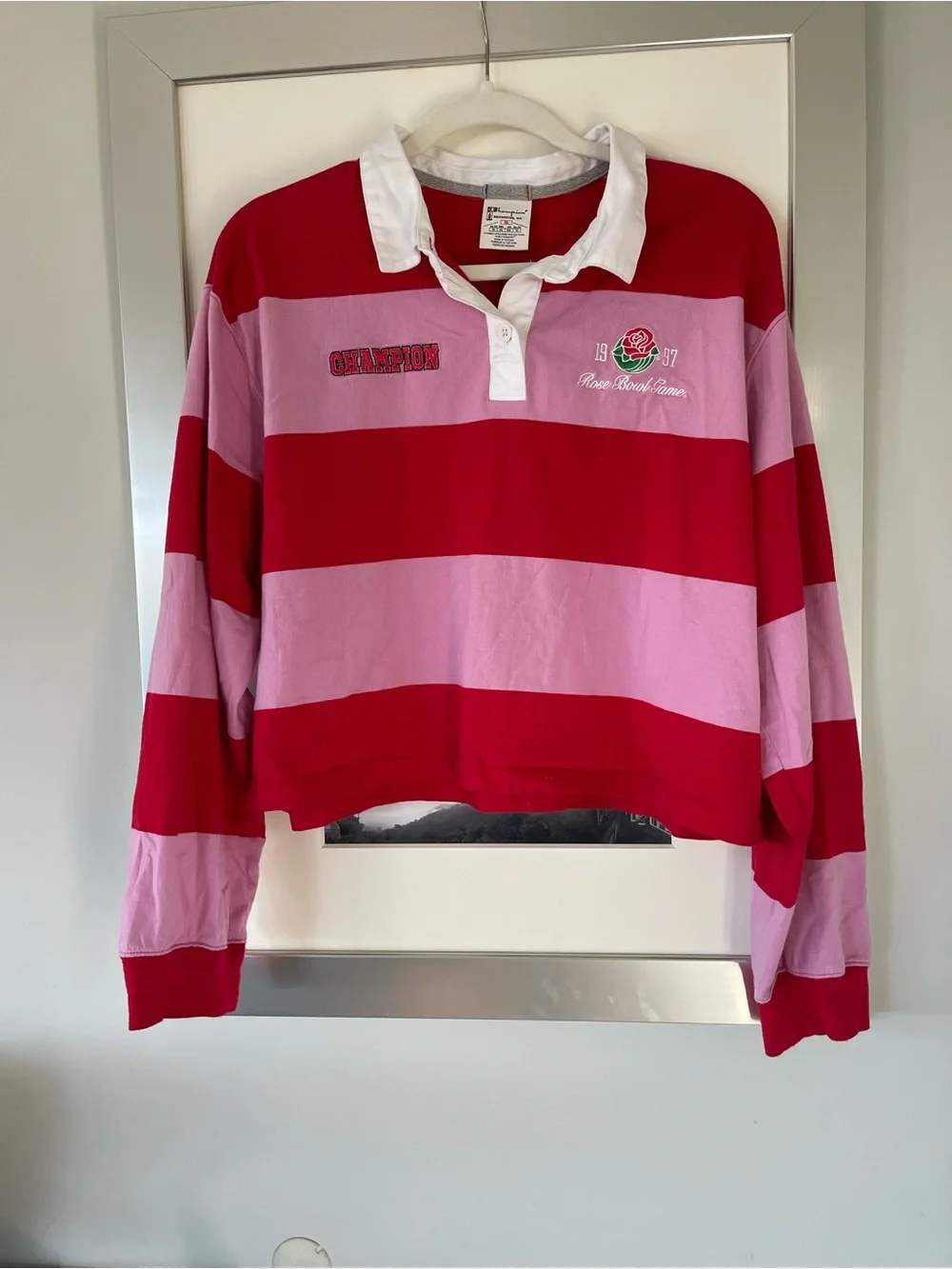 Champion red and pink striped rugby shirt - Picture 1 of 8